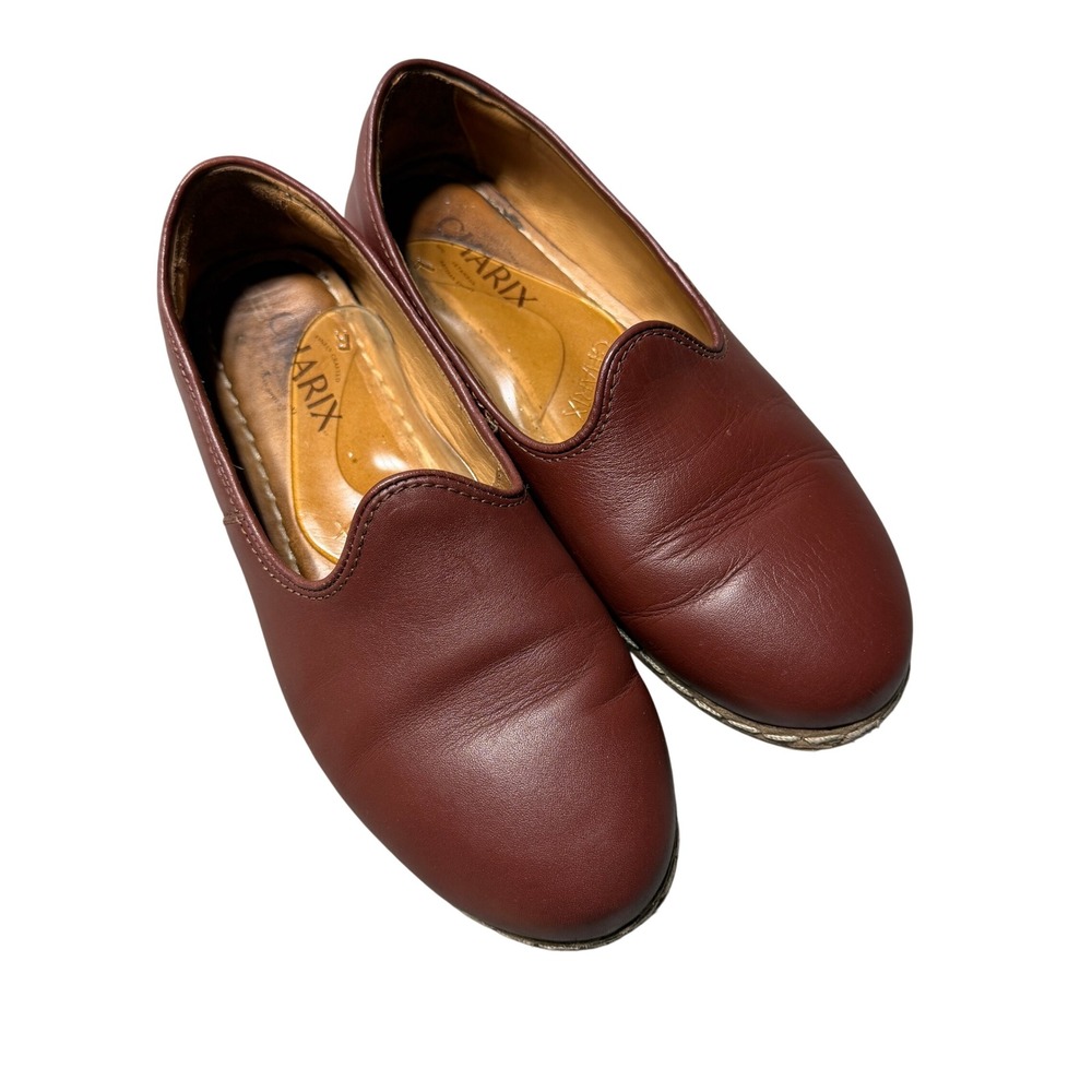Charix Istanbul Women Artisan Leather Loafers Mahogany Brown Slip On Shoes 7/37